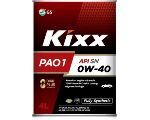 Моторное масло Kixx PAO1 0W-40, 4 л